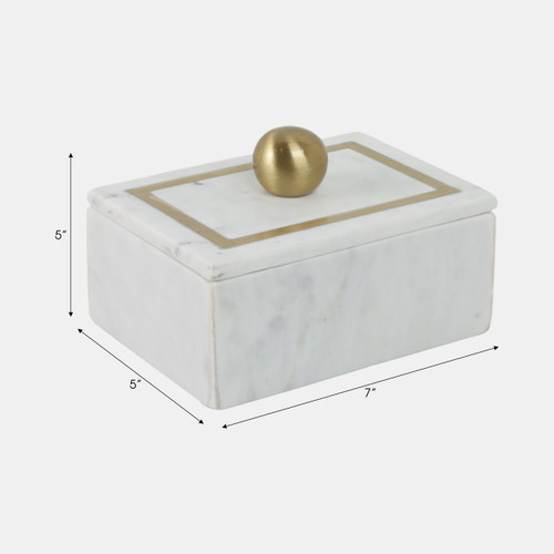 Sagebrook Home Marble 7x5 Rectangular Box - Knob White Wishlist Create New