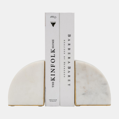Sagebrook Home Marble S/2 5" Pie Bookends White Wishlist Create New