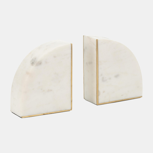 Sagebrook Home Marble S/2 5" Pie Bookends White Wishlist Create New