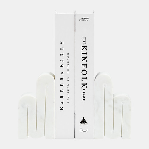 Sagebrook Home Marble S/2 6"h Swirly Bookends White Wishlist Create New