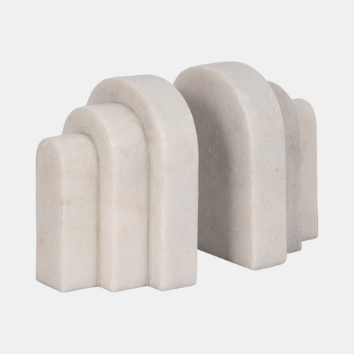 Sagebrook Home Marble S/2 6" Layered Arches Bookends White Wishlist Create New
