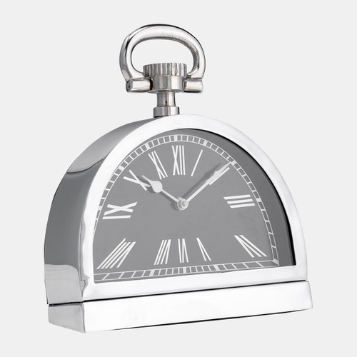 Sagebrook Home Metal 10"h Leaning Table-clock W/handle Nickel Wishlist Create New