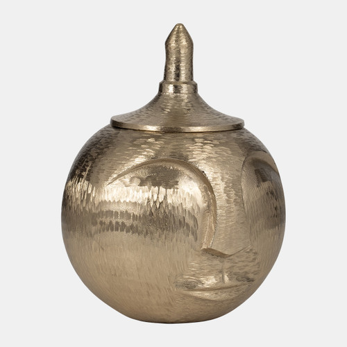 Sagebrook Home Metal 13" Face Jar With Lid Champagne Wishlist Create New