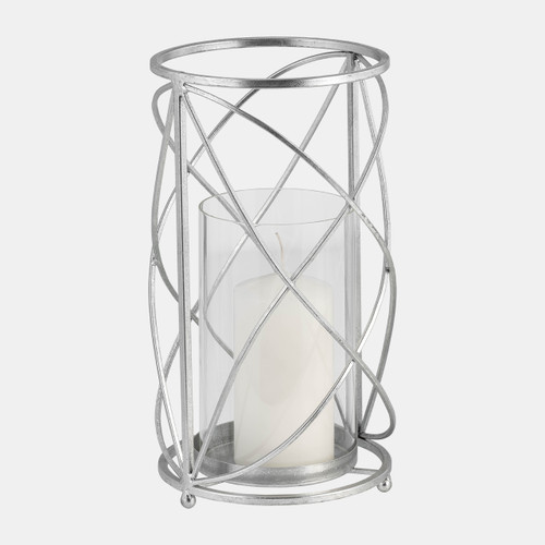 Sagebrook Home Metal 13" Hurricane Candle Holder Silver Wishlist Create New