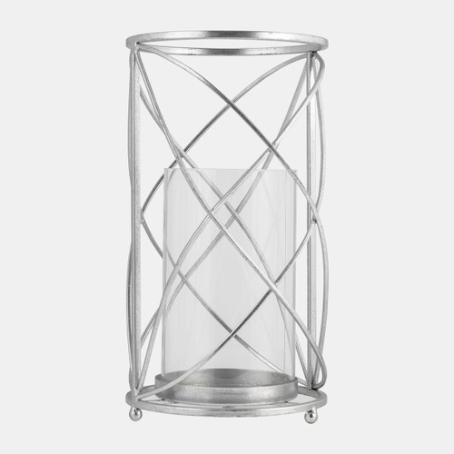 Sagebrook Home Metal 13" Hurricane Candle Holder Silver Wishlist Create New