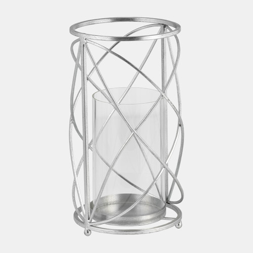 sagebrook home Metal 13" Hurricane Candle Holder Silver Wishlist Create New