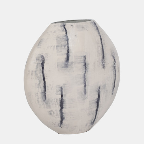 Sagebrook Home Metal 20" Enameled Round Vase Distressed White Wishlist Create New