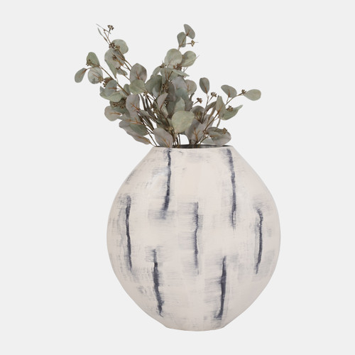 Sagebrook Home Metal 20" Enameled Round Vase Distressed White Wishlist Create New