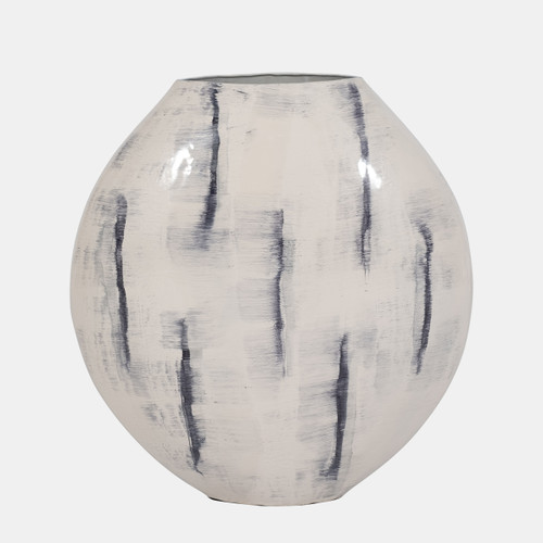 sagebrook home Metal 20" Enameled Round Vase Distressed White Wishlist Create New