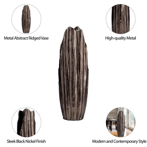 Sagebrook Home Metal 20"h Abstract Ridged Vase Blk Nickel Wishlist Create New