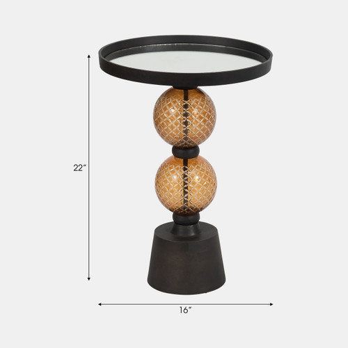 Sagebrook Home Metal 22"h Orb Side Table Mirror Top Gld/blk Wishlist Create New