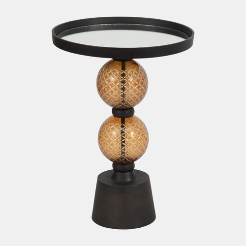 sagebrook home Metal 22"h Orb Side Table Mirror Top Gld/blk Wishlist Create New