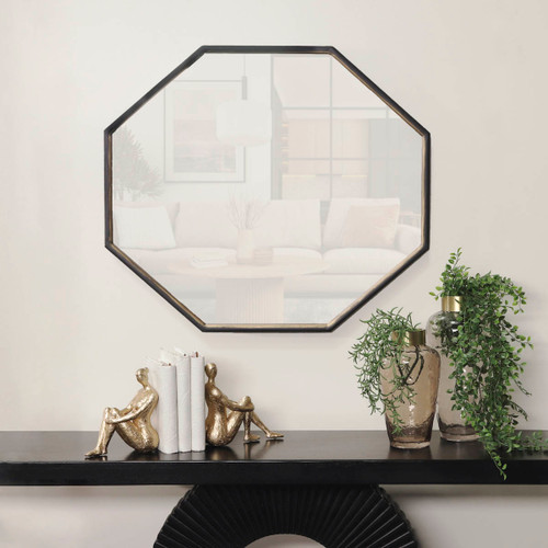Sagebrook Home Metal 32x28 Octagonal Mirror Black/gld Wb Wishlist Create New