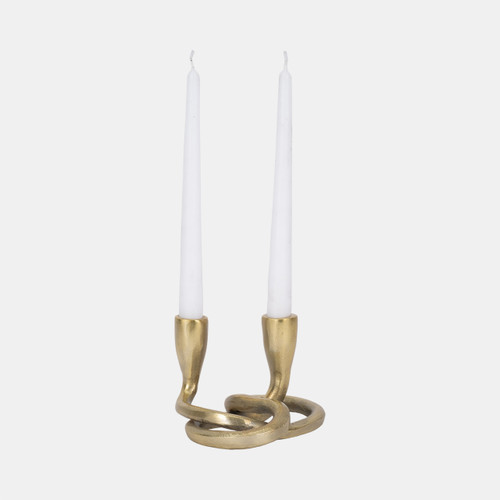 Sagebrook Home Metal 6" Knotted 2-taper Candleholder Gold Wishlist Create New