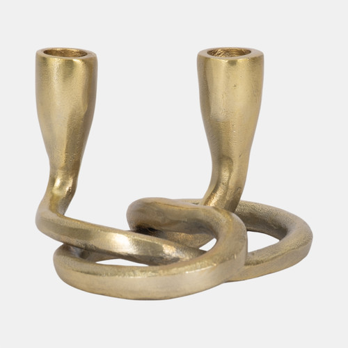 sagebrook home Metal 6" Knotted 2-taper Candleholder Gold Wishlist Create New