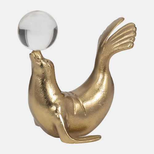 Sagebrook Home Metal 7" Sea Lion W/ Acrylic Ball Gold Wishlist Create New