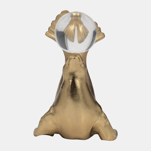 Sagebrook Home Metal 7" Sea Lion W/ Acrylic Ball Gold Wishlist Create New