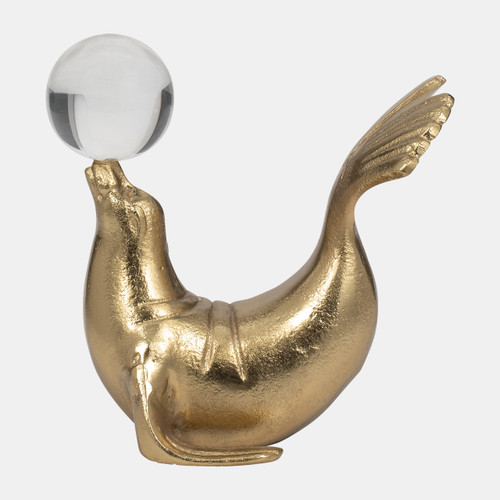 sagebrook home Metal 7" Sea Lion W/ Acrylic Ball Gold Wishlist Create New