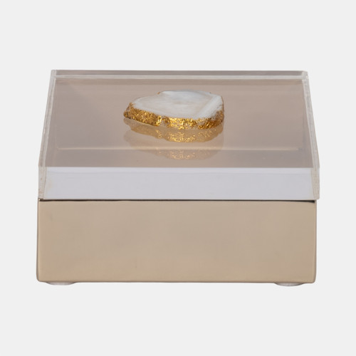 Sagebrook Home Metal 7x5 Box W/ Acrylic Lid Agate Knob Multi Wishlist Create New