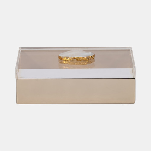 sagebrook home Metal 7x5 Box W/ Acrylic Lid Agate Knob Multi Wishlist Create New