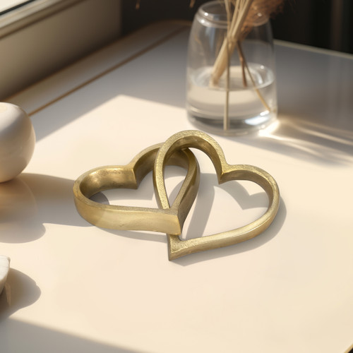 Sagebrook Home Metal 9" 2 Hearts Linked Chain Gold Wishlist Create New