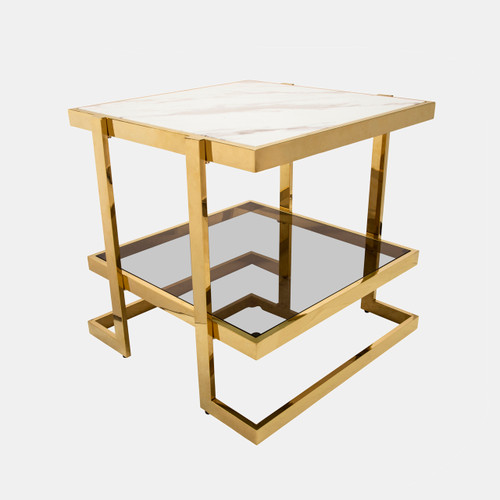 Sagebrook Home Metal/marble Glass Side Table Gold/white Kd Wishlist Create New
