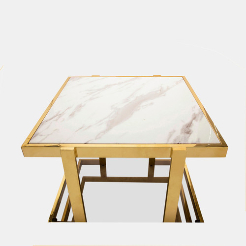 Sagebrook Home Metal/marble Glass Side Table Gold/white Kd Wishlist Create New