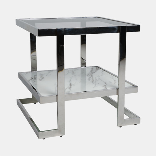 Sagebrook Home Metal/marble Glass Side Table Silver/white Kd Wishlist Create New
