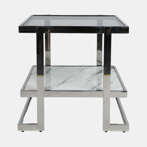 sagebrook home Metal/marble Glass Side Table Silver/white Kd Wishlist Create New
