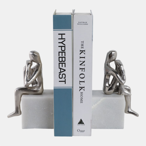 Sagebrook Home Metal/marble S/2 Sitting Leg Up Bookends Silver Wishlist Create New