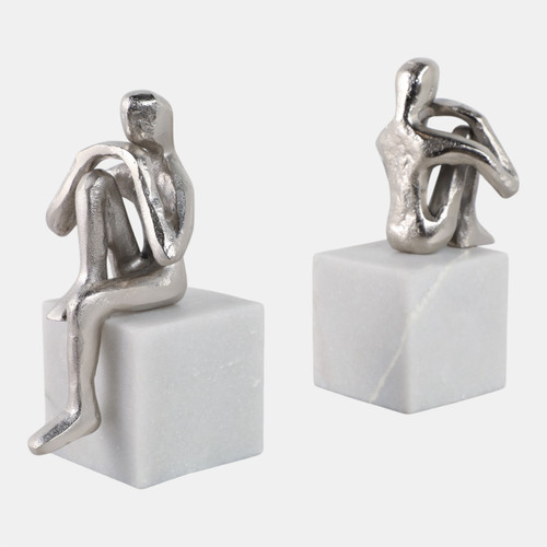 Sagebrook Home Metal/marble S/2 Sitting Leg Up Bookends Silver Wishlist Create New