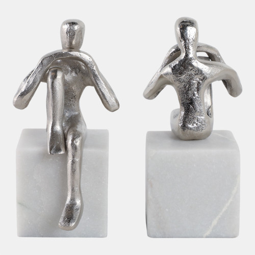 Sagebrook Home Metal/marble S/2 Sitting Leg Up Bookends Silver Wishlist Create New