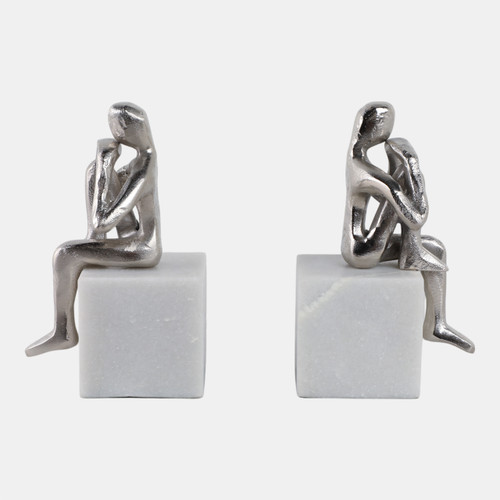 sagebrook home Metal/marble S/2 Sitting Leg Up Bookends Silver Wishlist Create New
