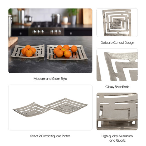 Sagebrook Home Metal S/2 14/17" Cut-out Plates Silver Wishlist Create New