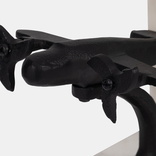 Sagebrook Home Metal S/2 6" Airplane Bookends On Marble Blk/wht Wishlist Create New