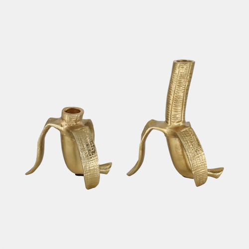 Sagebrook Home Metal S/2 6" Banana Taper Candle Holders Gold Wishlist Create New