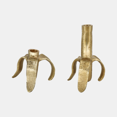 Sagebrook Home Metal S/2 6" Banana Taper Candle Holders Gold Wishlist Create New