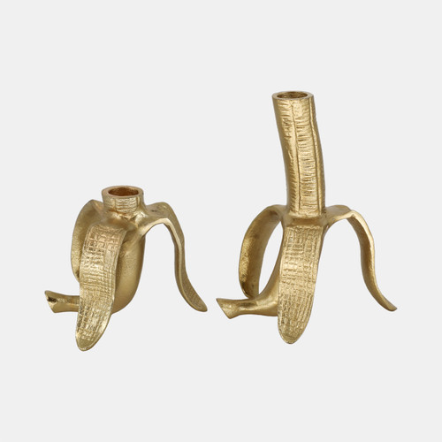Sagebrook Home Metal S/2 6" Banana Taper Candle Holders Gold Wishlist Create New