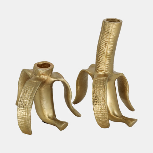 sagebrook home Metal S/2 6" Banana Taper Candle Holders Gold Wishlist Create New
