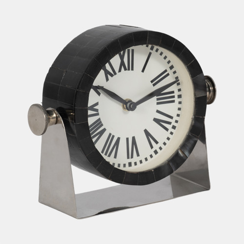 Sagebrook Home Metal Table Clock 6'' Nickel Black Wishlist Create New