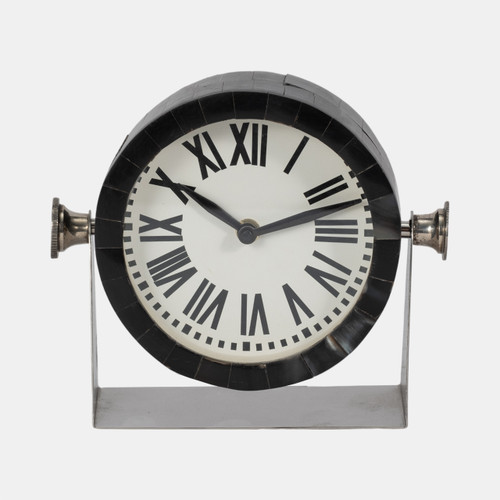 sagebrook home Metal Table Clock 6'' Nickel Black Wishlist Create New
