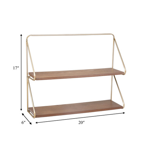 Sagebrook Home Metal/wood 20" 2 Tier Wall Shelf Gold Wishlist Create New