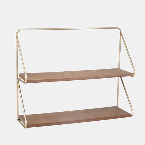 sagebrook home Metal/wood 20" 2 Tier Wall Shelf Gold Wishlist Create New