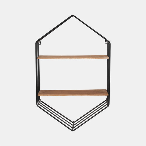 sagebrook home Metal/wood 20" Hexagon Shelf Brown/black Wishlist Create New