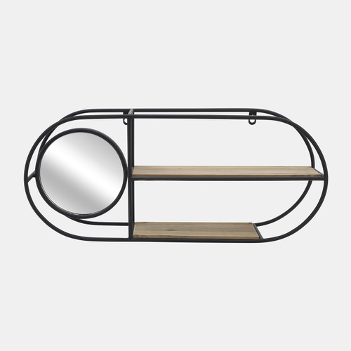 Sagebrook Home Metal/wood 23"l Oval Wall Shelf W/ Mirror Black/ Wishlist Create New