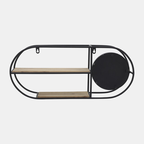 Sagebrook Home Metal/wood 23"l Oval Wall Shelf W/ Mirror Black/ Wishlist Create New