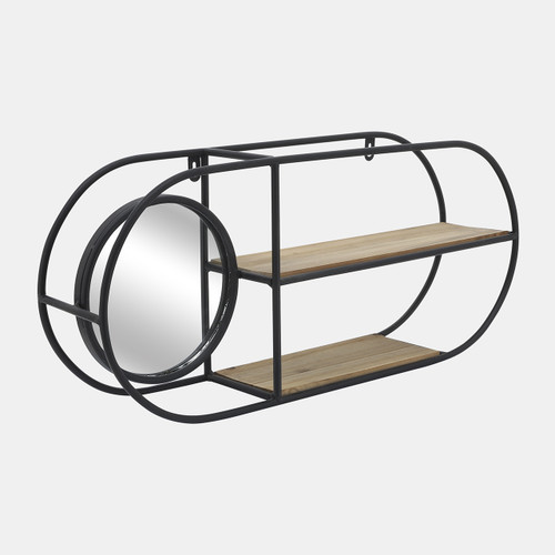 sagebrook home Metal/wood 23"l Oval Wall Shelf W/ Mirror Black/ Wishlist Create New