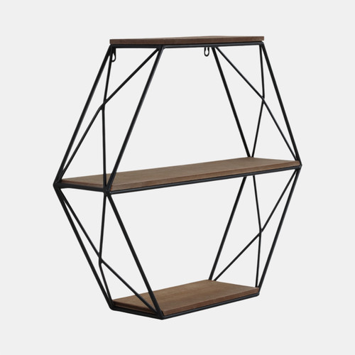 Sagebrook Home Metal/wood 3 Tier Hexagon Wall Shelf Brown/black Wishlist Create New
