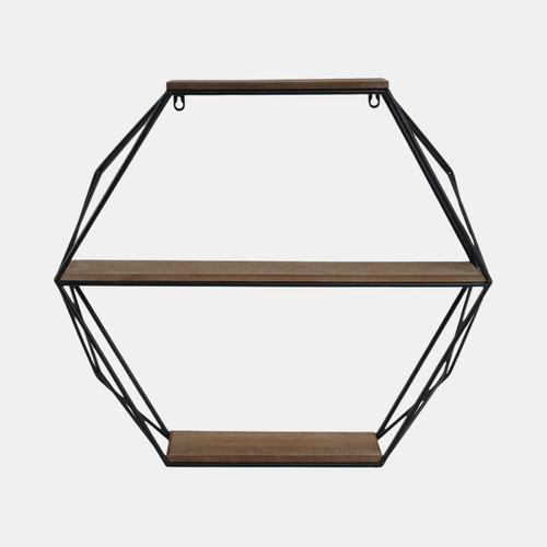 sagebrook home Metal/wood 3 Tier Hexagon Wall Shelf Brown/black Wishlist Create New