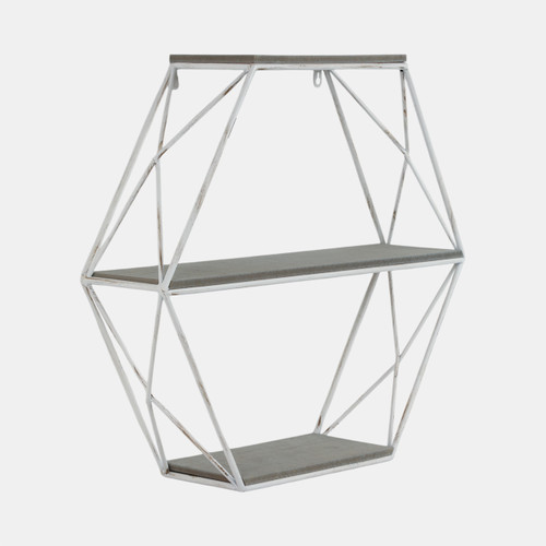Sagebrook Home Metal/wood 3 Tier Hexagon Wall Shelf Gray/white Wishlist Create New